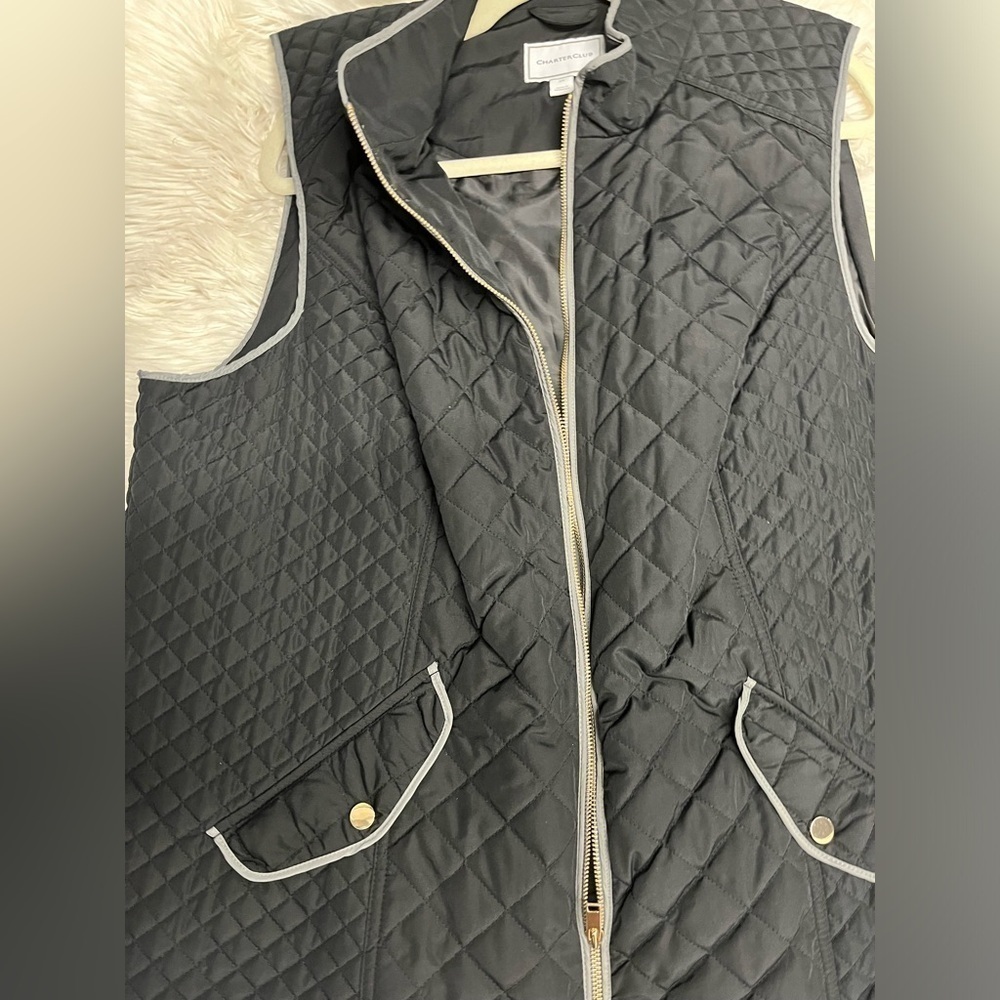 Charter Club Black Vest Size 2X - Picture 3 of 6